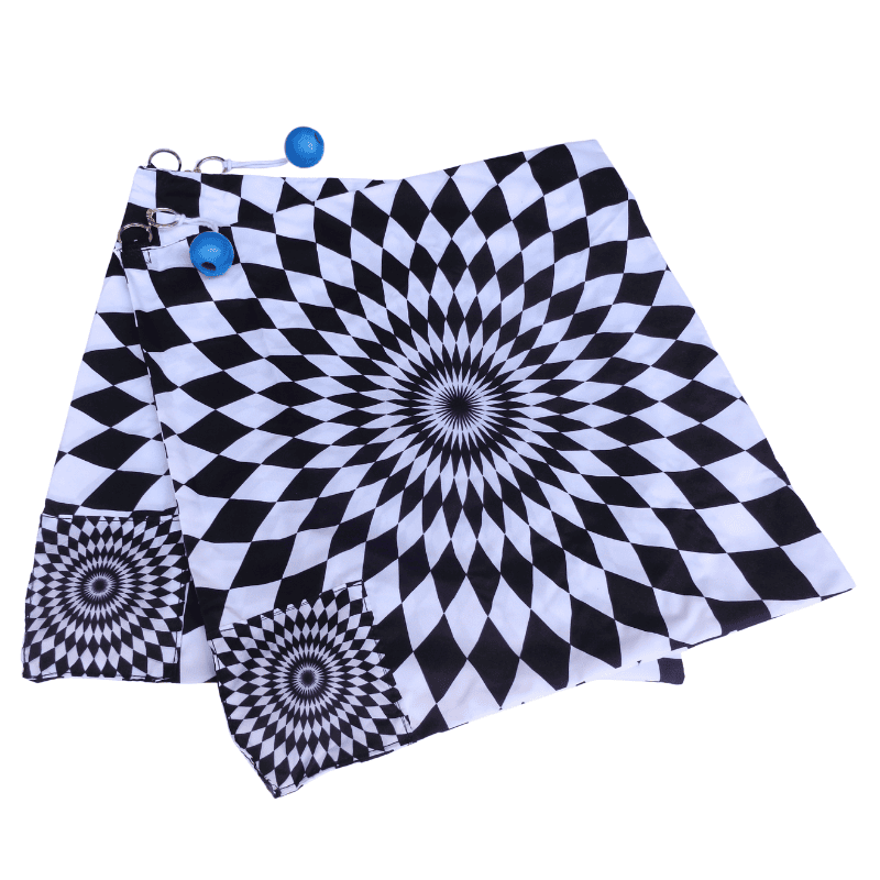 Banderas Swing para circo diseño hipnótico blanco y negro en Colombia