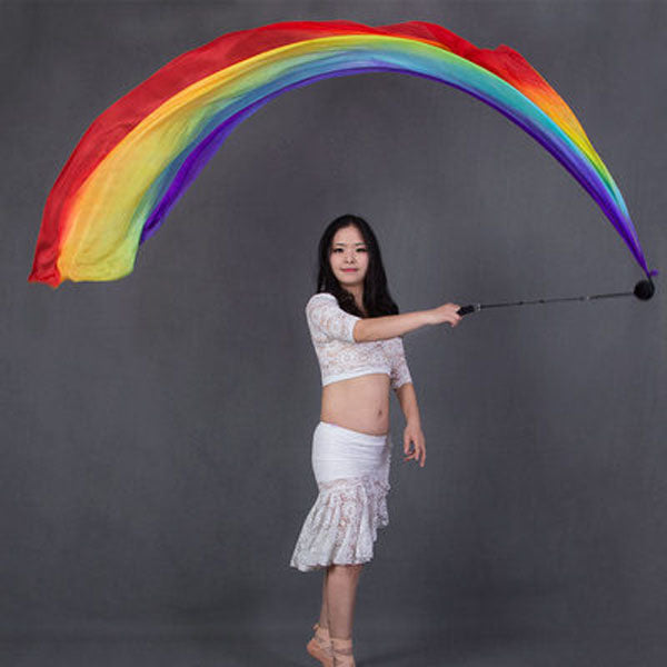 POI Veil de Seda para danza del vientre, set multicolor