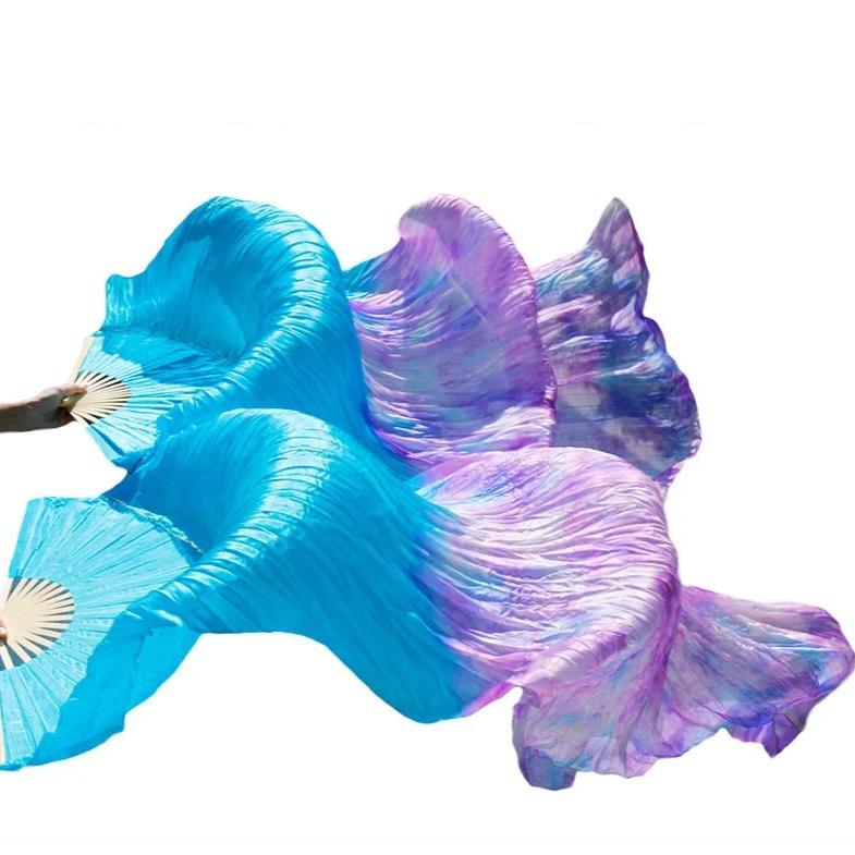 Abanicos de Seda Azules Pastel